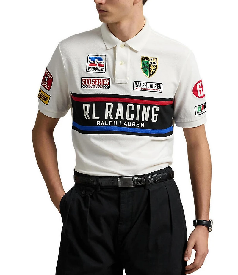 Polo Ralph Lauren Classic Fit Mesh Multi RL Racing Graphic Short Sleeve Polo Shirt