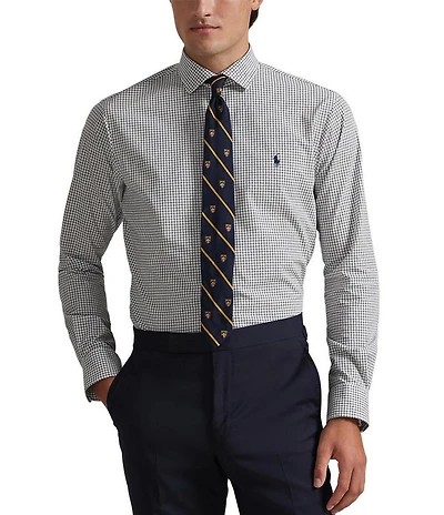 Polo Ralph Lauren Classic Fit Mini Check Stretch Poplin Long Sleeve Woven Shirt