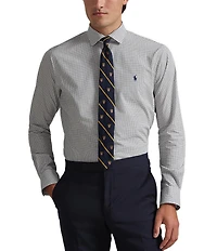 Polo Ralph Lauren Classic Fit Mini Check Stretch Poplin Long Sleeve Woven Shirt