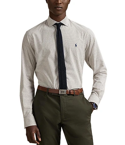 Polo Ralph Lauren Classic Fit Mini Check Stretch Poplin Long Sleeve Woven Shirt