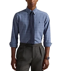 Polo Ralph Lauren Classic Fit Mini Plaid Brushed Oxford Long Sleeve Woven Shirt