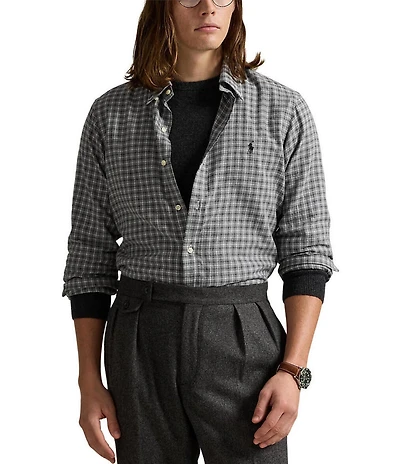 Polo Ralph Lauren Classic Fit Mini Plaid Twill Long Sleeve Woven Shirt