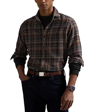 Polo Ralph Lauren Classic Fit Multi-Color Plaid Brushed Flannel Long Sleeve Woven Shirt