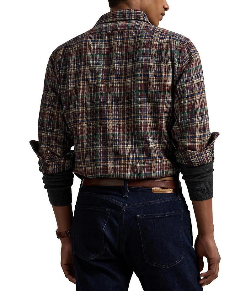 Polo Ralph Lauren Classic Fit Multi-Color Plaid Brushed Flannel Long Sleeve Woven Shirt