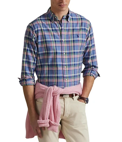 Polo Ralph Lauren Classic Fit Multi-Color Plaid Oxford Long Sleeve Woven Shirt