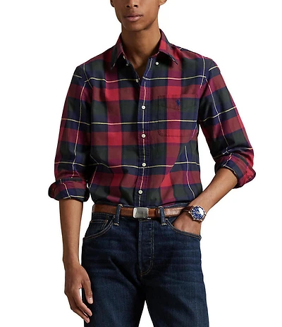 Polo Ralph Lauren Classic Fit Multi-Color Plaid Oxford Long Sleeve Woven Shirt