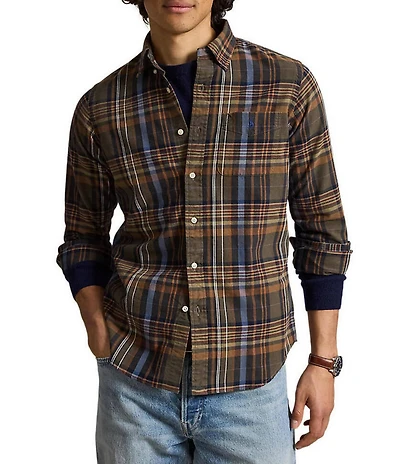Polo Ralph Lauren Classic Fit Multi Color Plaid Oxford Long Sleeve Woven Shirt