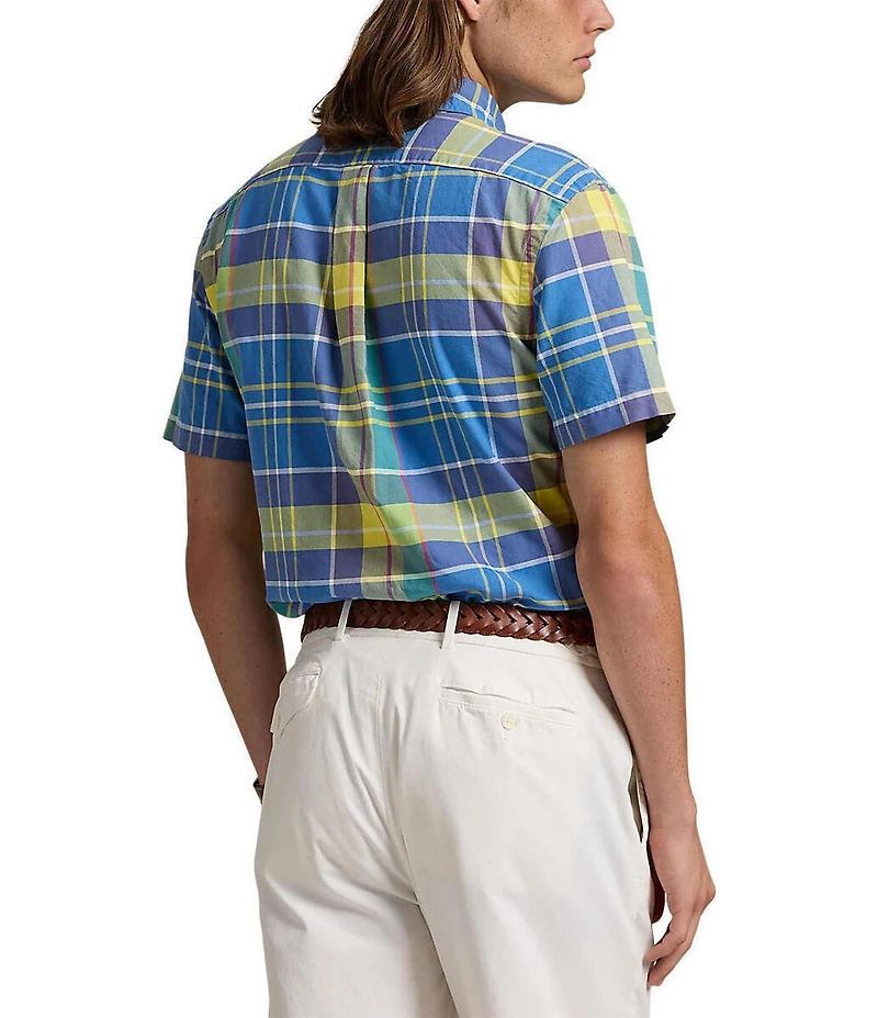 Polo Ralph Lauren Classic Fit Multi-Color Plaid Oxford Short Sleeve Woven Shirt