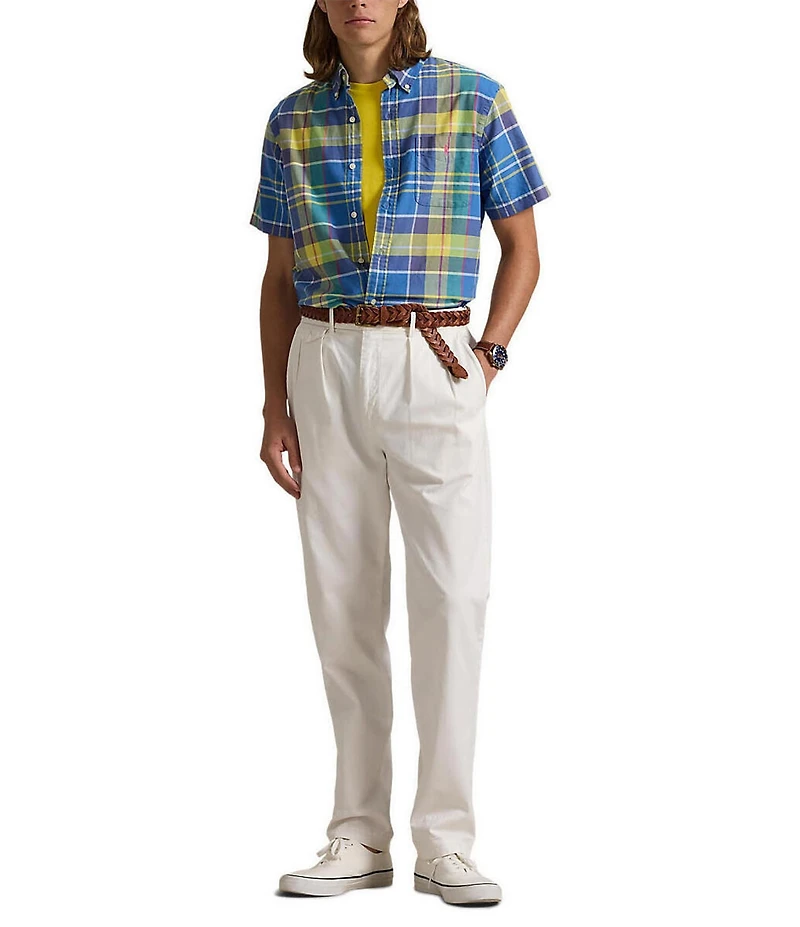 Polo Ralph Lauren Classic Fit Multi-Color Plaid Oxford Short Sleeve Woven Shirt