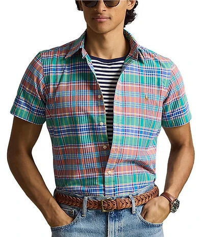 Polo Ralph Lauren Classic Fit Multi-Color Plaid Oxford Short Sleeve Woven Shirt