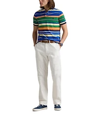 Polo Ralph Lauren Classic Fit Multi-Color Striped Mesh Short Sleeve Polo Shirt