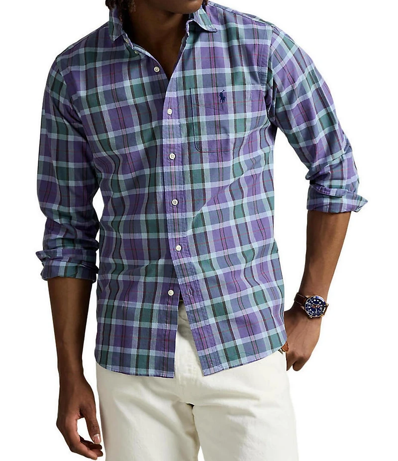 Polo Ralph Lauren Classic Fit Multi Plaid Oxford Long Sleeve Woven Shirt