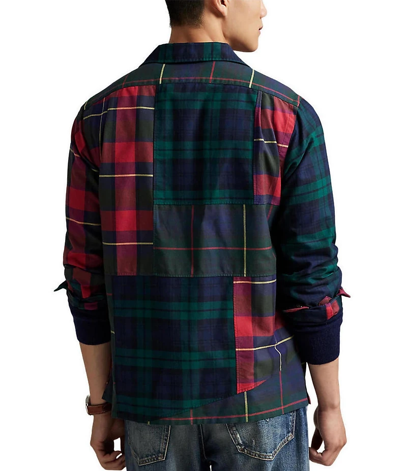 Polo Ralph Lauren Classic Fit Plaid Patchwork Oxford Long Sleeve Woven Camp Shirt