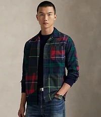 Polo Ralph Lauren Classic Fit Plaid Patchwork Oxford Long Sleeve Woven Camp Shirt