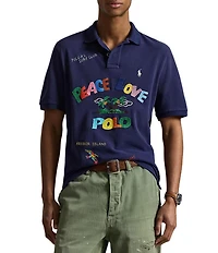 Polo Ralph Lauren Classic Fit Tropical Peace Love Embroidered Short Sleeve Polo Shirt
