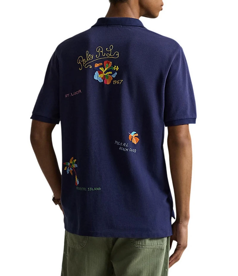 Polo Ralph Lauren Classic Fit Tropical Peace Love Embroidered Short Sleeve Polo Shirt