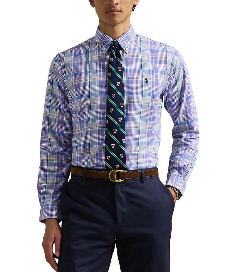 Polo Ralph Lauren Classic Fit Performance Stretch Oxford Medium Plaid Long Sleeve Woven Shirt