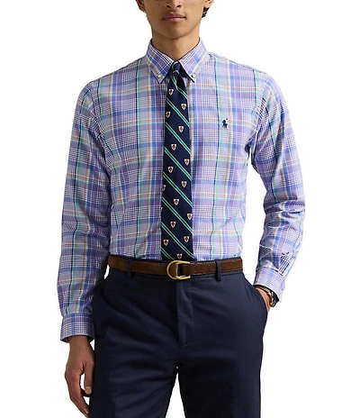 Polo Ralph Lauren Classic Fit Performance Stretch Oxford Medium Plaid Long Sleeve Woven Shirt