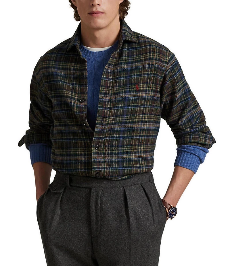 Polo Ralph Lauren Classic Fit Plaid Brushed Flannel Long Sleeve Woven Shirt