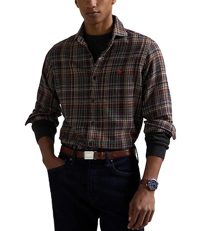 Polo Ralph Lauren Classic Fit Plaid Brushed Flannel Long Sleeve Woven Shirt