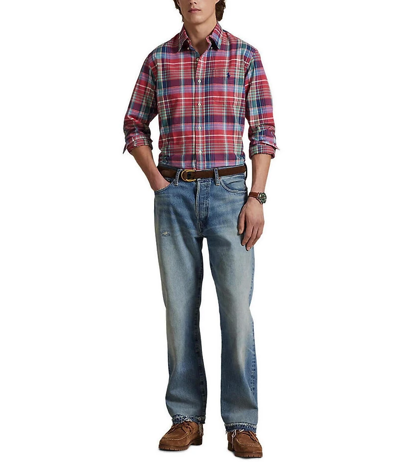 Polo Ralph Lauren Classic Fit Plaid Oxford Multi Color Long Sleeve Woven Shirt