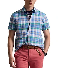 Polo Ralph Lauren Classic Fit Plaid Oxford Short Sleeve Woven Shirt