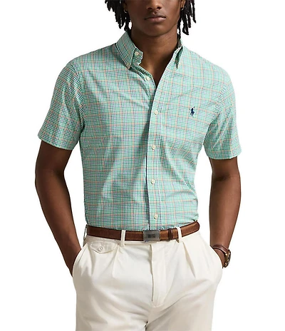 Polo Ralph Lauren Classic Fit Plaid Performance Stretch Short Sleeve Twill Woven Shirt