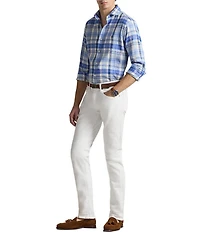 Polo Ralph Lauren Classic Fit Plaid Stretch Linen Blend Long Sleeve Woven Shirt