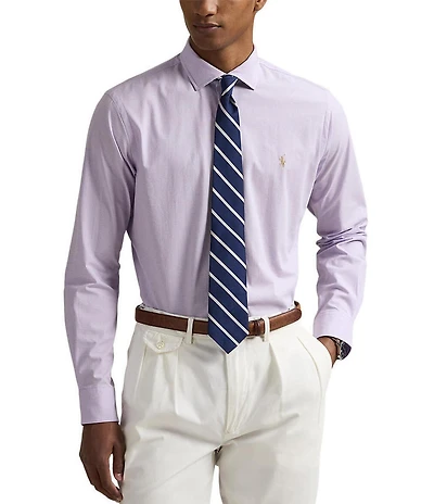 Polo Ralph Lauren Classic Fit Subtle Plaid Stretch Poplin Long Sleeve Woven Shirt