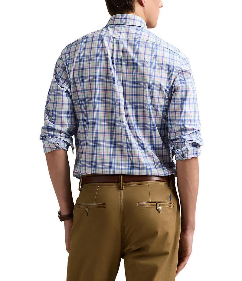 Polo Ralph Lauren Classic Fit Plaid Stretch Poplin Long Sleeve Woven Shirt
