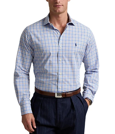 Polo Ralph Lauren Classic Fit Micro Plaid Stretch Poplin Long Sleeve Woven Shirt