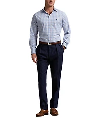Polo Ralph Lauren Classic Fit Micro Plaid Stretch Poplin Long Sleeve Woven Shirt