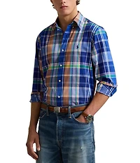 Polo Ralph Lauren Classic Fit Plaid Stretch Poplin Long Sleeve Woven Shirt