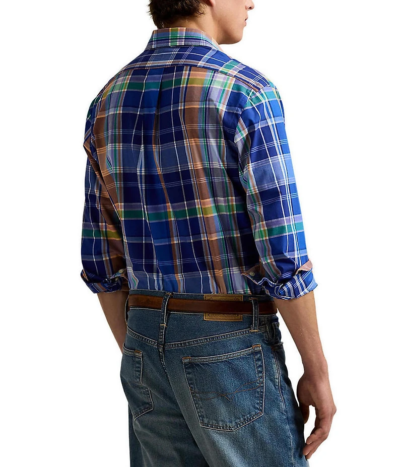 Polo Ralph Lauren Classic Fit Plaid Stretch Poplin Long Sleeve Woven Shirt