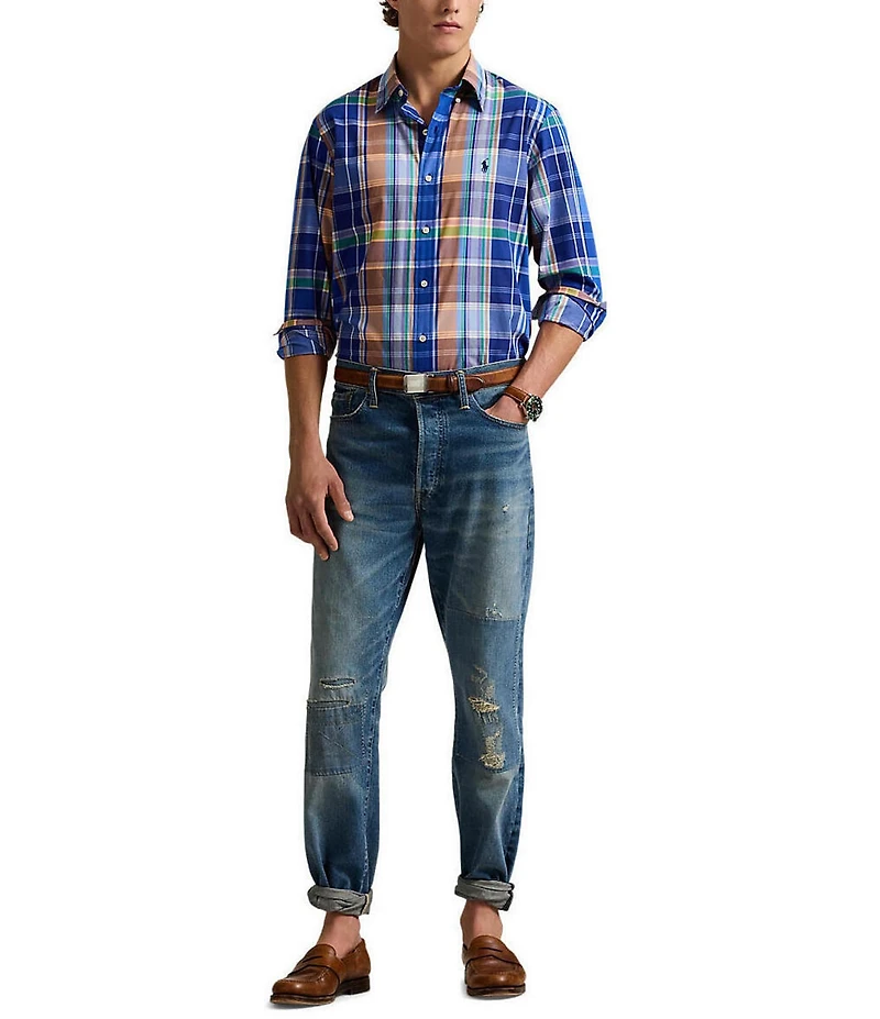 Polo Ralph Lauren Classic Fit Plaid Stretch Poplin Long Sleeve Woven Shirt