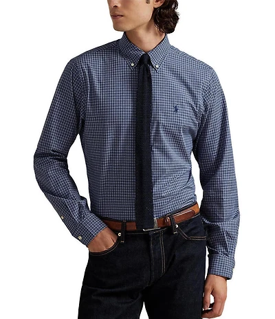 Polo Ralph Lauren Classic Fit Plaid Stretch Poplin Long Sleeve Woven Shirt