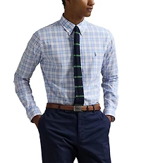 Polo Ralph Lauren Classic Fit Plaid Tattersall Stretch Poplin Long Sleeve Woven Shirt
