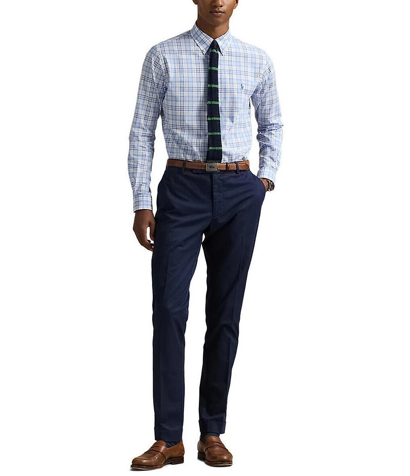 Polo Ralph Lauren Classic Fit Plaid Tattersall Stretch Poplin Long Sleeve Woven Shirt