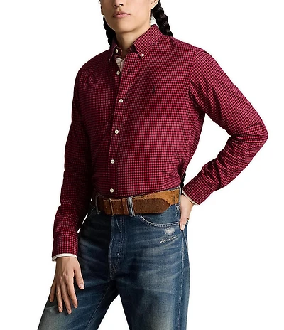 Polo Ralph Lauren Classic-Fit Plaid Twill Mini-Check Long-Sleeve Woven Shirt