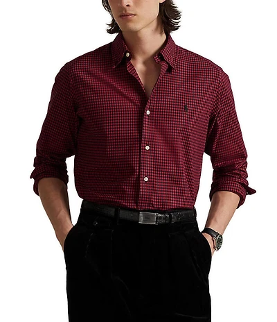 Polo Ralph Lauren Classic-Fit Plaid Twill Mini-Check Long-Sleeve Woven Shirt