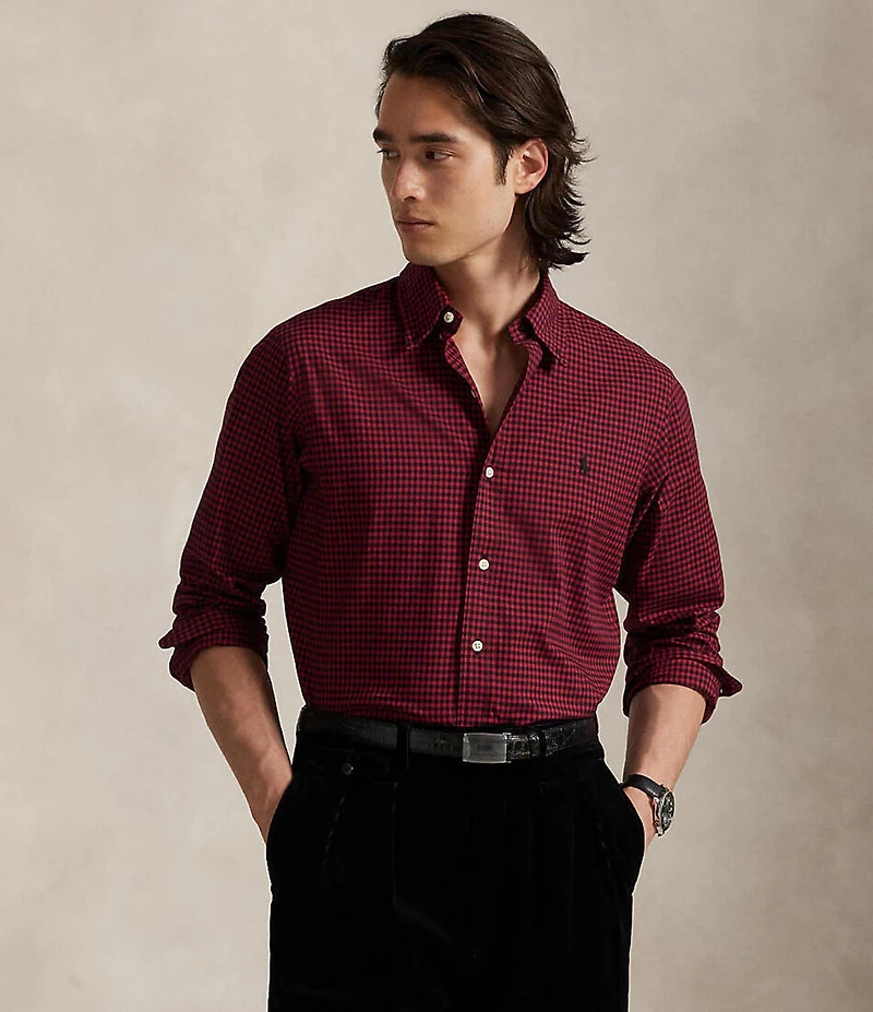 Polo Ralph Lauren Classic-Fit Plaid Twill Mini-Check Long-Sleeve Woven Shirt