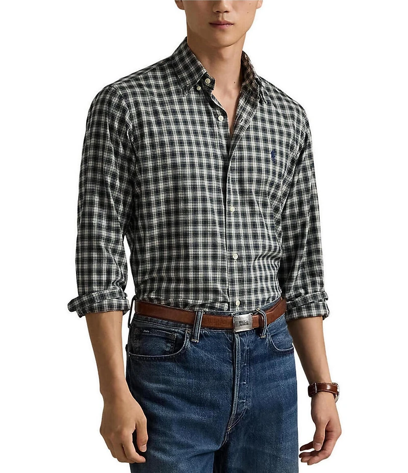 Polo Ralph Lauren Classic-Fit Plaid Twill Plaid Long-Sleeve Woven Shirt