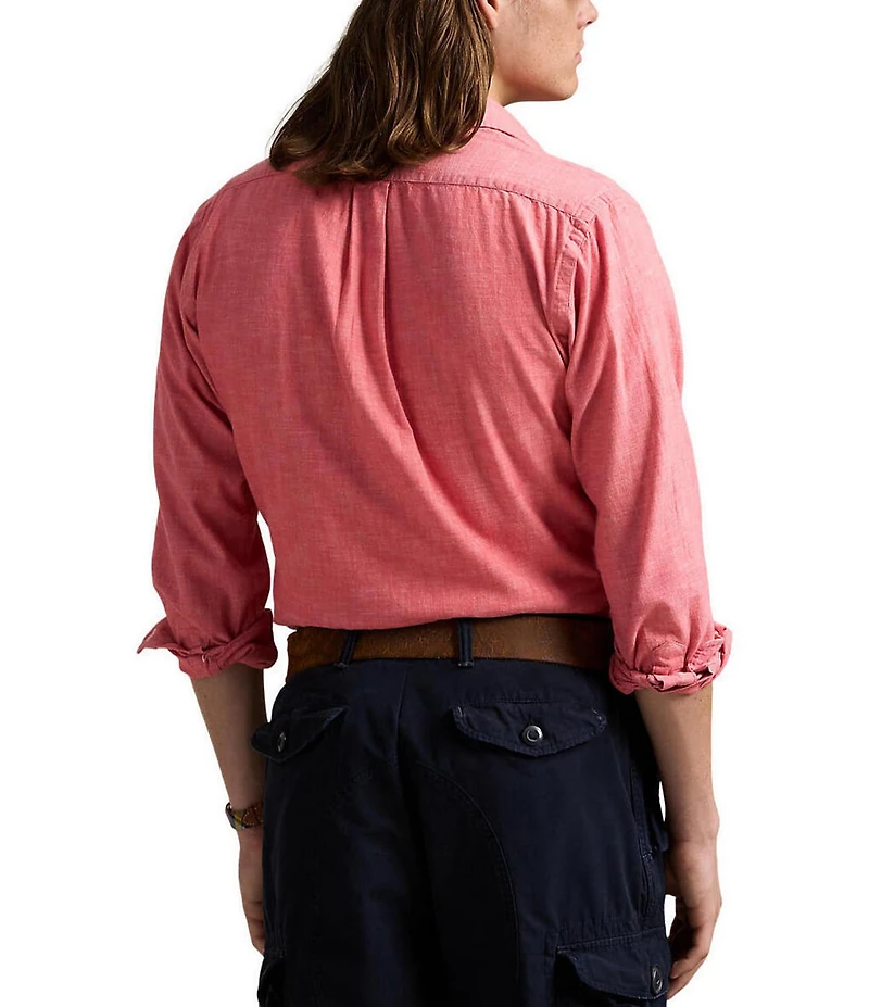 Polo Ralph Lauren Classic Fit Red Chambray Long Sleeve Shirt