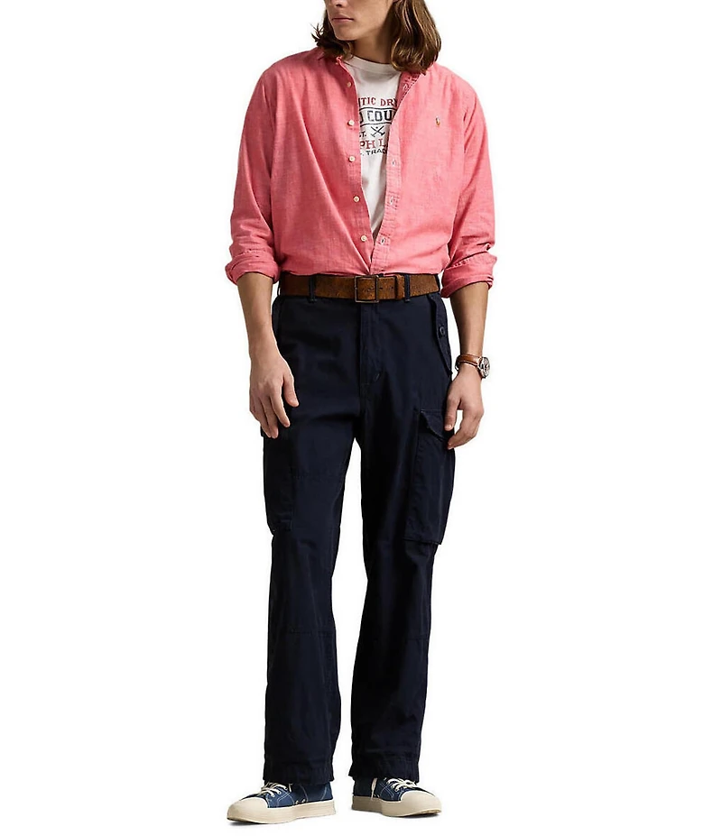 Polo Ralph Lauren Classic Fit Red Chambray Long Sleeve Shirt