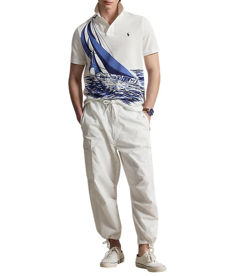 Polo Ralph Lauren Classic Fit Sailboat Print Short Sleeve Mesh Polo Shirt