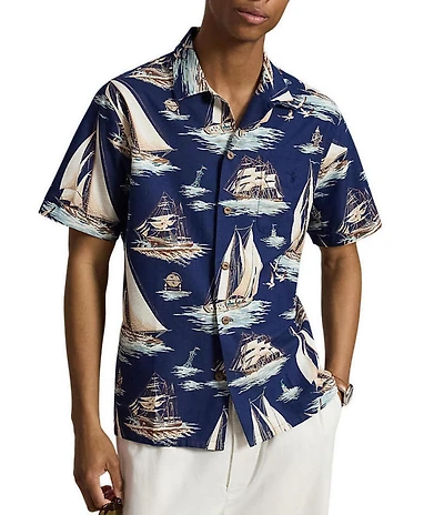 Polo Ralph Lauren Classic Fit Sailboat Print Short Sleeve Woven Camp Shirt