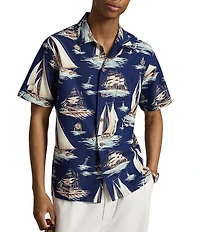 Polo Ralph Lauren Classic Fit Sailboat Print Short Sleeve Woven Camp Shirt