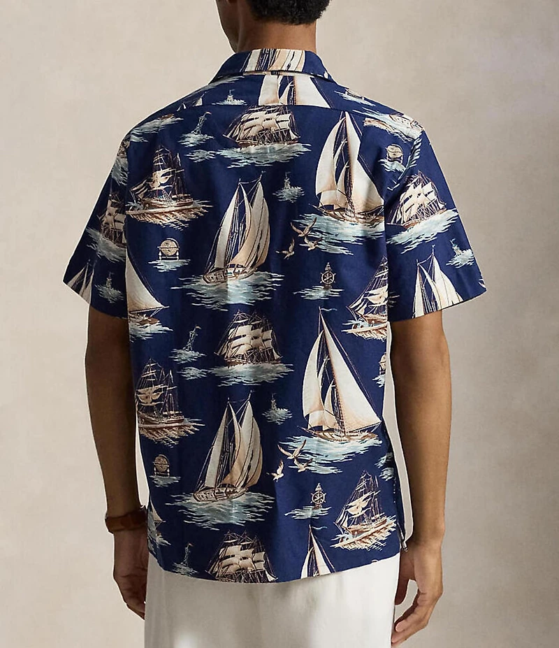Polo Ralph Lauren Classic Fit Sailboat Print Short Sleeve Woven Camp Shirt