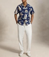 Polo Ralph Lauren Classic Fit Sailboat Print Short Sleeve Woven Camp Shirt