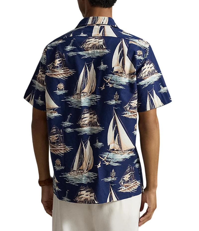 Polo Ralph Lauren Classic Fit Sailboat Print Short Sleeve Woven Camp Shirt